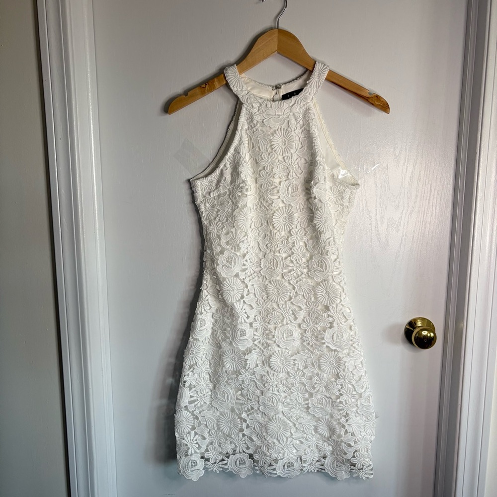 Lulu's White Floral Lace Mini Dress